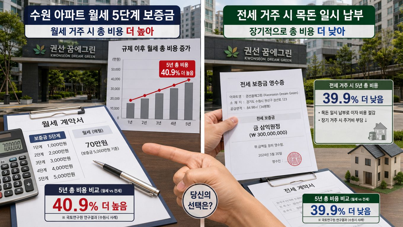 수원 아파트 장기 월세 거주 비용과 규제 후 변화